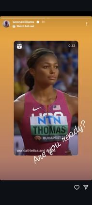 Screengrab from Serena Williams' Instagram story (@serenawilliams)